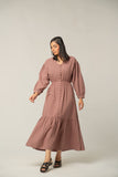 The Dusty Rose Buttoned Midi Dress