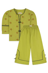 Girls’ Embroidered Green Co-Ord Set