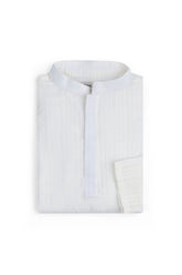 Boys' White Pinstripe Kurta