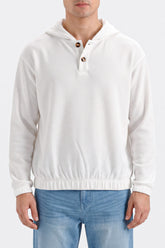 TEXTURED HENLEY HOODIE