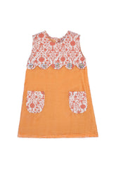 Girls Velvet Scalloped Pinafore Dress