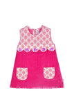 Girls Velvet Scalloped Pinafore Dress
