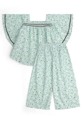 Girls' Mint Floral Peplum Set