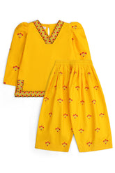 Girls' Mustard Floral Embroidered Set