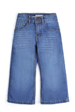 Girls Classic Medium Wash Wide-Leg Denim