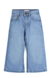 Girls Classic Medium Wash Wide-Leg Denim
