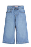 Girls Classic Medium Wash Wide-Leg Denim