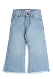 Girls Floral Embroidered Wide-Leg Denim