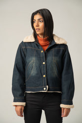 Dark Wash Sherpa-Lined Denim Jacket