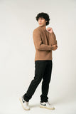 The Camel Brown Wool-Blend Mock Neck Sweater