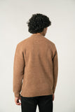 The Camel Brown Wool-Blend Mock Neck Sweater