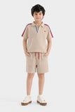 Boys' Sporty V-Neck Textured Polo