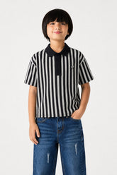 Boys' Vertical Stripe Boxy Polo