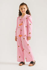 Girls' Pink Floral Embroidered Eastern Set