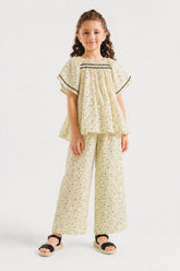 Girls' Pastel Yellow Peplum Set
