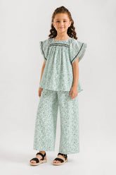 Girls' Mint Floral Peplum Set