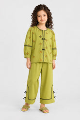 Girls’ Embroidered Green Co-Ord Set