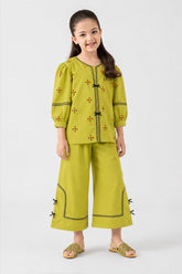 Girls’ Embroidered Green Co-Ord Set