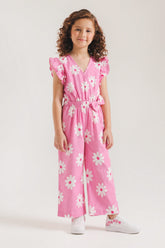 Girls' All-Over Daisy Printed Jumpsuit