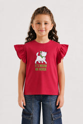 Girls’ Flutter-Sleeve Graphic Tee