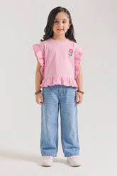 Girls' Ruffled Floral Tee