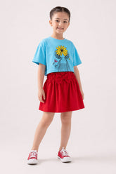 Girls' Red Paperbag Waist Skirt