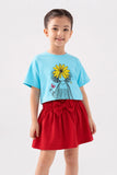 Girls' Red Paperbag Waist Skirt