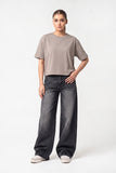 Women's Oversized Raw-Hem Crop Top