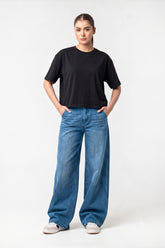 Women's Oversized Raw-Hem Crop Top