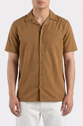 Men's Caramel Cuban Collar Shirt