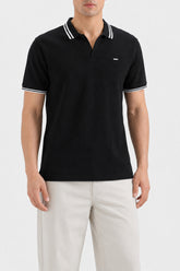 Men's Black jacquard Polo