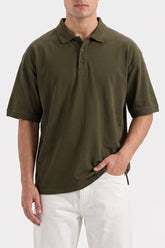 Men’s Olive Drop Shoulder Polo