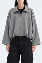SUEDE BUBBLE HEM JACKET