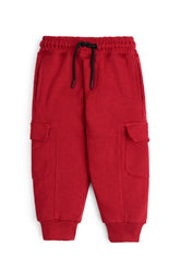 Red Fleece Cargo Joggers