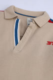 Boys' Sporty V-Neck Textured Polo