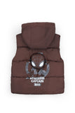 Brown Spiderman Sleeveless Puffer Jacket