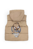 Beige Spiderman Sleeveless Puffer Jacket