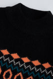 Black Fair Isle Mock Neck Sweater
