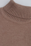 Warm Tan Roll Neck Knit Sweater