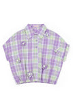 Girls' Lavender Plaid Floral Skirt Set
