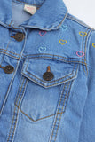 Heart Embroidered Denim Jacket