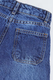 Girls Wide-Leg Heart Embroidered Denim