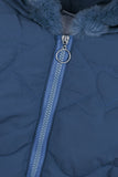 The Cozy Navy-Quilted Faux Fur Puffer Jacket