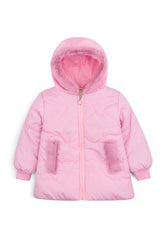 The Cozy Pink-Quilted Faux Fur Puffer Jacket