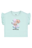 Girls' Mint Ruffle Sleeve Graphic Tee