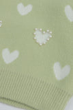 Green Charming Hearts Knit Sweater
