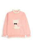 Pink Plush Kitten Ruffle Sweater