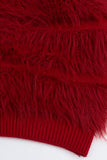 Maroon Funky Shaggy Texture Sweater