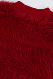 Maroon Funky Shaggy Texture Sweater