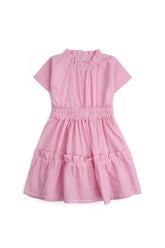 Girls' Pink Gingham Ruffled Dress